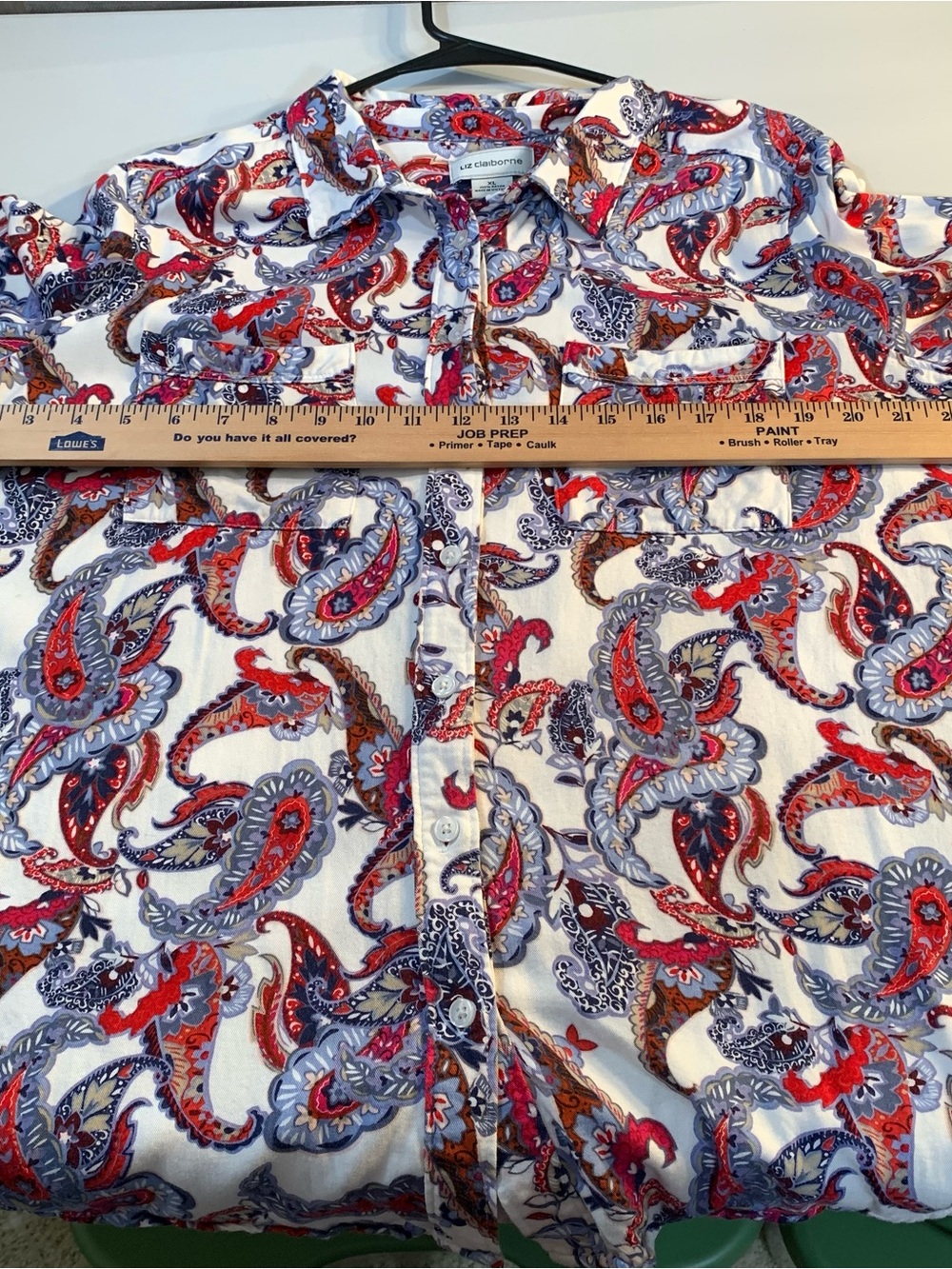 Liz Claiborne White Button-Down Shirt with Red, Blue & Brown Paisley size XL - Picture 3 of 6